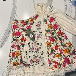 Farm RioToucans garden one shoulder embroidered dress small